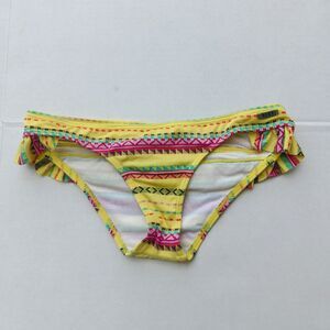 Roxy Swim Aztec Print Ruffle Scooter Bikini Bottom-Small-Lined-Bright-Colorful